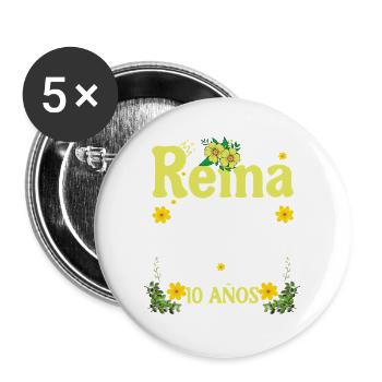 10 ans 2015 Vintage Rétro Cadeau d’anniversaire - Lot de 5 grands badges (56 mm) - blanc - Devant