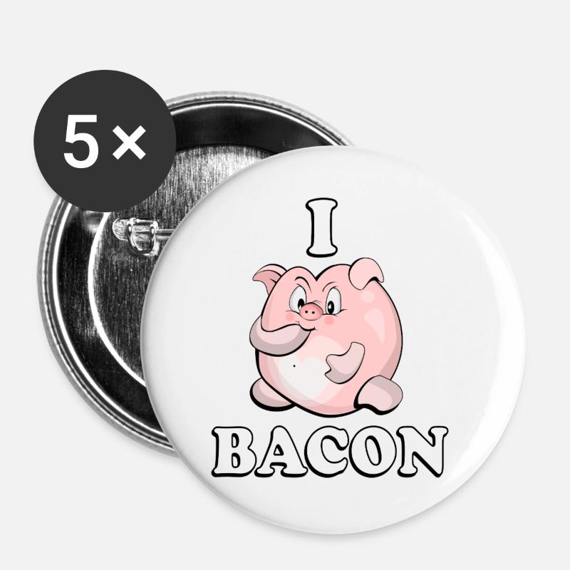 Speck-Schwein - Buttons groß 56 mm (5er Pack) - Weiß