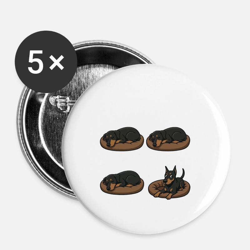 Doberman - Buttons large 2.2''/56 mm (5-pack) - white