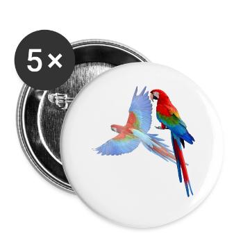 Papagei - Buttons groß 56 mm (5er Pack) - Weiß - Vorne