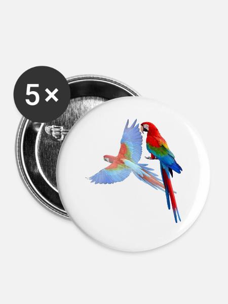 Papagei - Buttons groß 56 mm (5er Pack) - Weiß