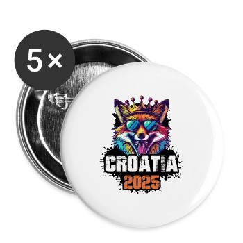 Croatia 2025 Urlaub Fuchs - Buttons groß 56 mm (5er Pack) - Weiß - Vorne