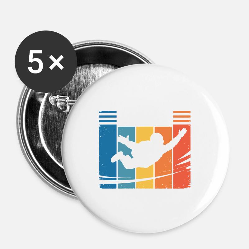 Skydivers Go Down Every Time Funny Parachuting - Buttons large 2.2''/56 mm (5-pack) - white