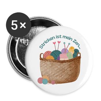 Garnkorb Zen: Stricken-Traum - Buttons groß 56 mm (5er Pack) - Weiß - Vorne