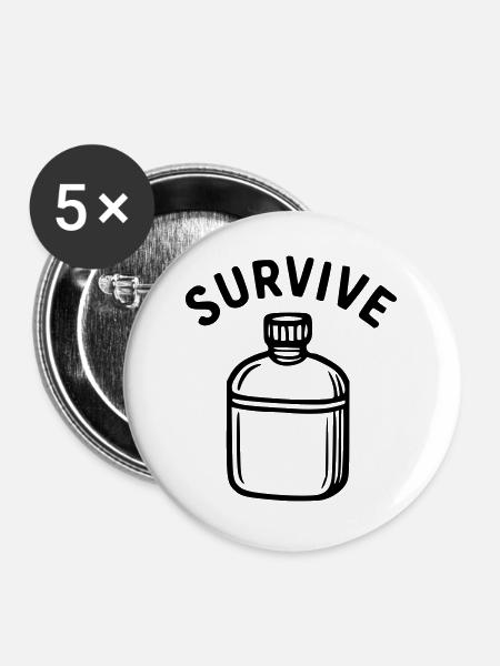 Survive - Wasserflasche - Buttons groß 56 mm (5er Pack) - Weiß