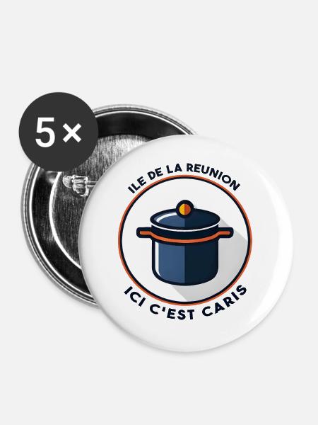 Reunion Island Pride Geschenkidee - Buttons groß 56 mm (5er Pack) - Weiß