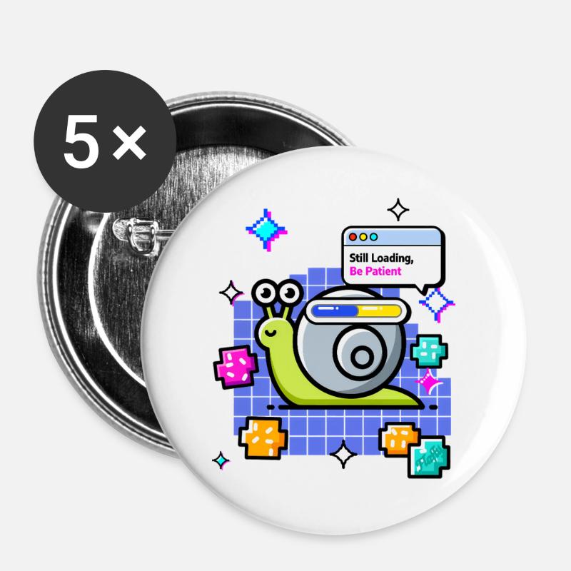 🐌 Still Loading – Meditating Snail on Wi-Fi Route - Buttons large 2.2''/56 mm (5-pack) - white