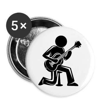 Gitarrist Gitarre Musiker - Buttons groß 56 mm (5er Pack) - Weiß - Vorne