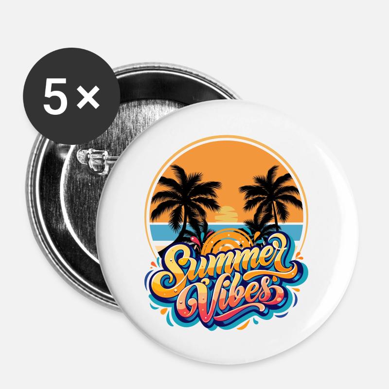 Summer Vibes - Buttons large 2.2''/56 mm (5-pack) - white