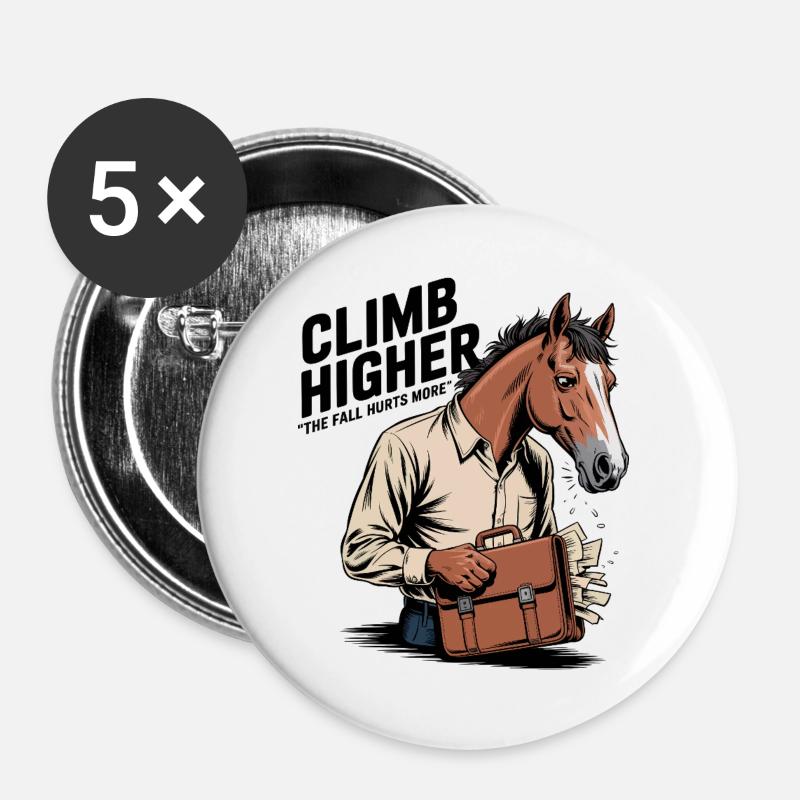 Geschäftspferd - Buttons groß 56 mm (5er Pack) - Weiß