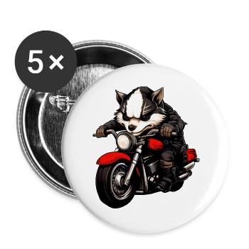 Motorcyclist Badger - Buttons large 2.2''/56 mm (5-pack) - white - Front