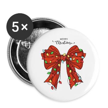 Festive Christmas Bow with Lights - Buttons large 2.2''/56 mm (5-pack) - white - Front