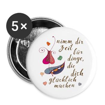Nimm dir Zeit - Buttons groß 56 mm (5er Pack) - Weiß - Vorne