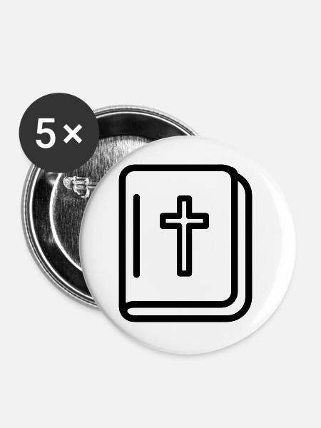 Bibel - Buttons groß 56 mm (5er Pack) - Weiß