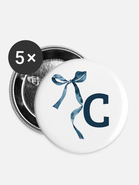 Monogram c Geschenkidee - Buttons groß 56 mm (5er Pack) - Weiß
