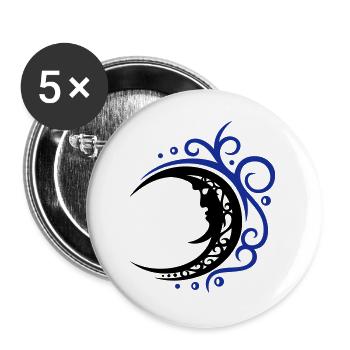 Lune mystique de style tribal - Lot de 5 grands badges (56 mm) - blanc - Devant