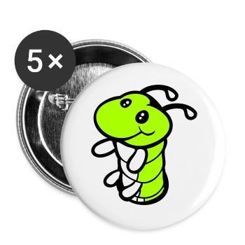 Caterpillar Bottom Hole Cute Smiles Friendly Happy - Buttons large 2.2''/56 mm (5-pack) - white - Front