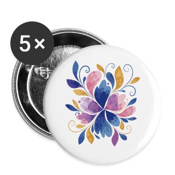 Motif floral élégant de papillons - Lot de 5 grands badges (56 mm) - blanc - Devant