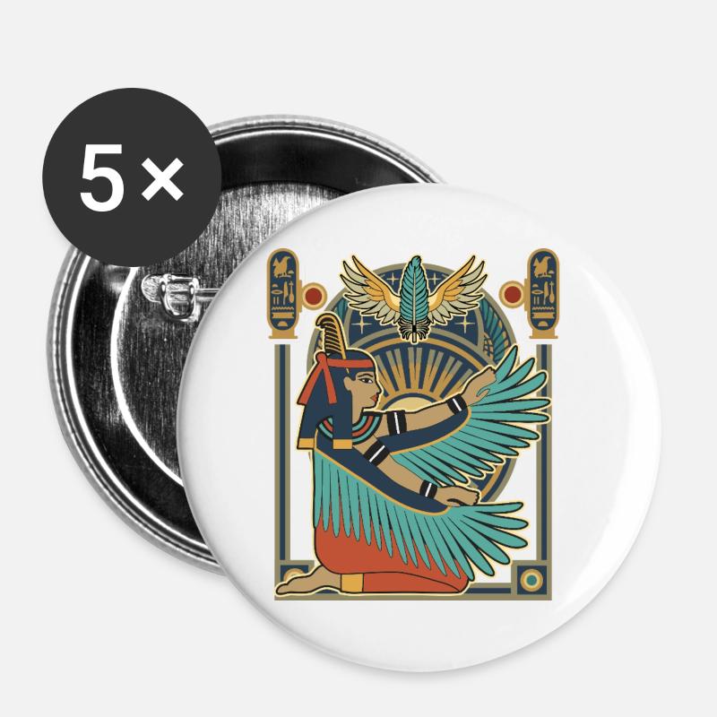 MAAT Déesse de la Justice - Lot de 5 grands badges (56 mm) - blanc