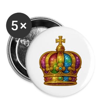 Rainbow Glitter Crown Design - Buttons large 2.2''/56 mm (5-pack) - white - Front