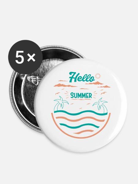 Sommerliches Palmen Strand Design - Buttons groß 56 mm (5er Pack) - Weiß