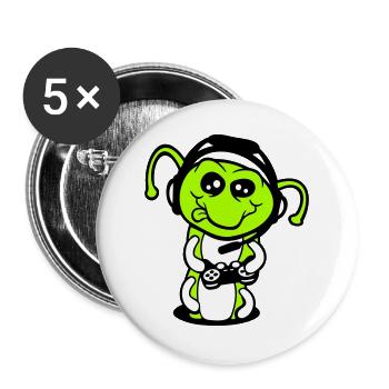 Gamer Raupe Nerd zocken Controller Konsole Spiel - Buttons groß 56 mm (5er Pack) - Weiß - Vorne