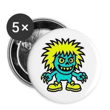 Monstre aux cheveux jaunes - Lot de 5 grands badges (56 mm) - blanc - Devant