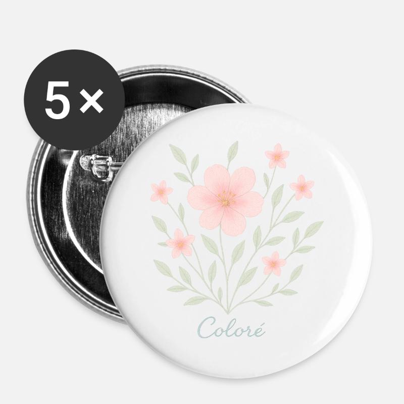Colorè Cherry Blossoms Illustration - Buttons large 2.2''/56 mm (5-pack) - white