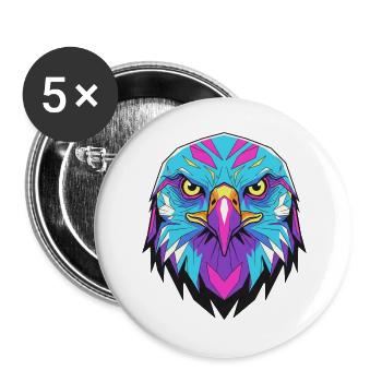 Geometric eagle in neon style - Buttons large 2.2''/56 mm (5-pack) - white - Front