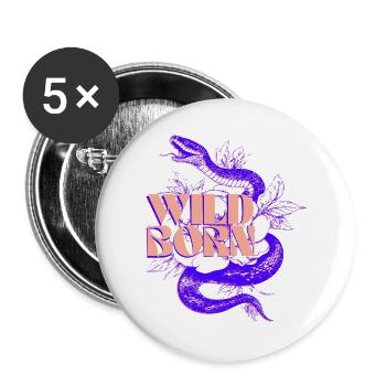 Illustration de serpent né sauvage - Lot de 5 grands badges (56 mm) - blanc - Devant