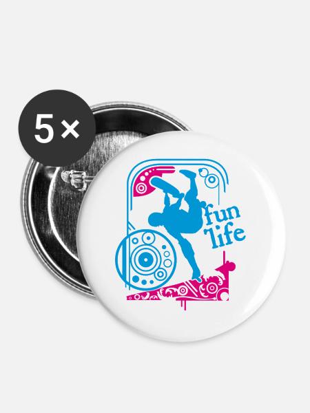 Skate von Helfspawn - Buttons groß 56 mm (5er Pack) - Weiß