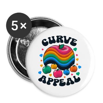 Curve Appeal – colorful body positive graphics - Buttons large 2.2''/56 mm (5-pack) - white - Front