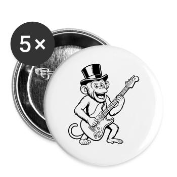 Cool Affe mit E-Gitarre im Retro Stil - Buttons groß 56 mm (5er Pack) - Weiß - Vorne