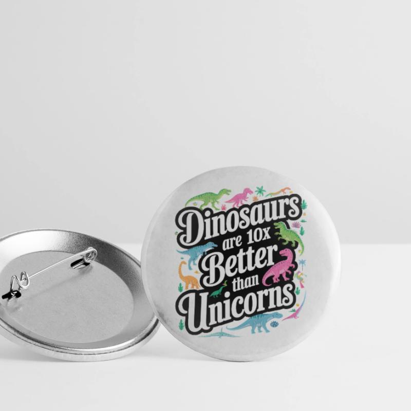 Dinosaurier überstrahlen Einhörner hell Buttons groß 56 mm (5er Pack)