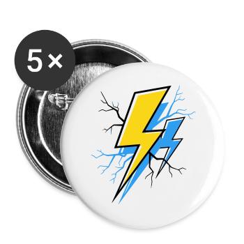 Blau Gelber Strahl - Buttons groß 56 mm (5er Pack) - Weiß - Vorne