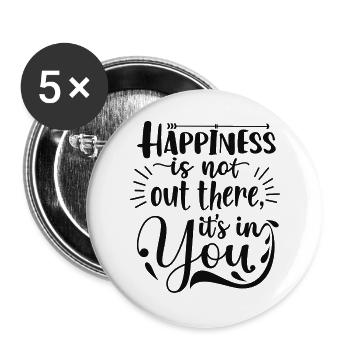 Bonheur en Vous - Lot de 5 grands badges (56 mm) - blanc - Devant