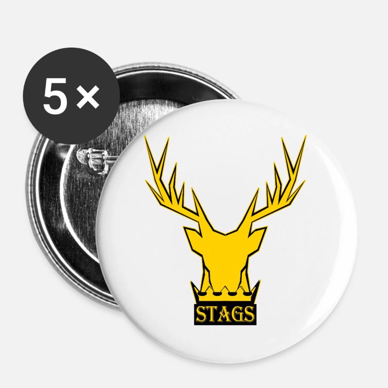 Golden Stag Crown Logo - Buttons large 2.2''/56 mm (5-pack) - white