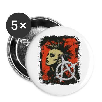 Punk Rock Girl - Buttons large 2.2''/56 mm (5-pack) - white - Front