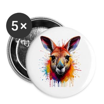 Kangaroo Color Explosion Portrait - Buttons large 2.2''/56 mm (5-pack) - white - Front
