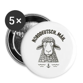 Nordeutsch Mäh Schaf - Lot de 5 grands badges (56 mm) - blanc - Devant