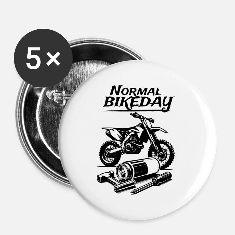 Normal Bikeday - Buttons large 2.2''/56 mm (5-pack) - white