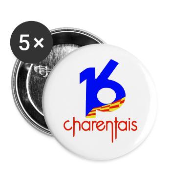 16 Charentais Blau Rot - Buttons groß 56 mm (5er Pack) - Weiß - Vorne