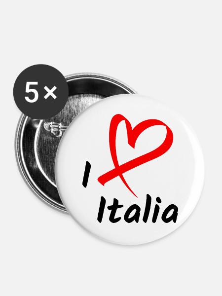 I Love Italia Herz Geschenk - Buttons groß 56 mm (5er Pack) - Weiß