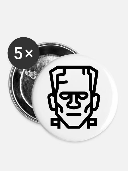 Halloween-Monster - Buttons groß 56 mm (5er Pack) - Weiß