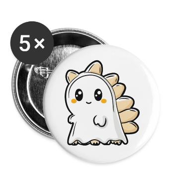 Dinosaure Stégosaure Halloween Fantôme - Lot de 5 grands badges (56 mm) - blanc - Devant