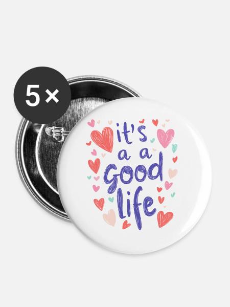 good life - Buttons groß 56 mm (5er Pack) - Weiß