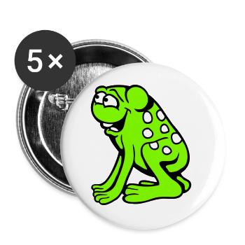 Frosch Kröte lacht lustig albern frech sitzt Comic - Buttons groß 56 mm (5er Pack) - Weiß - Vorne