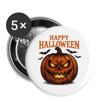 Spooky Pumpkin Happy Halloween Shirt - Buttons large 2.2''/56 mm (5-pack) - white - Front