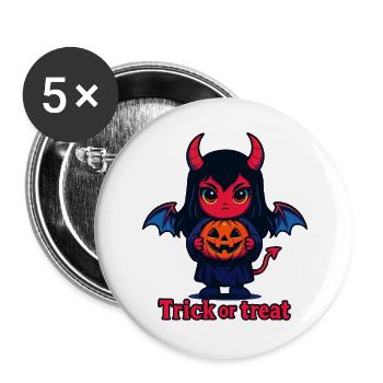 Trick or Treat – Diable mignon - Lot de 5 grands badges (56 mm) - blanc - Devant