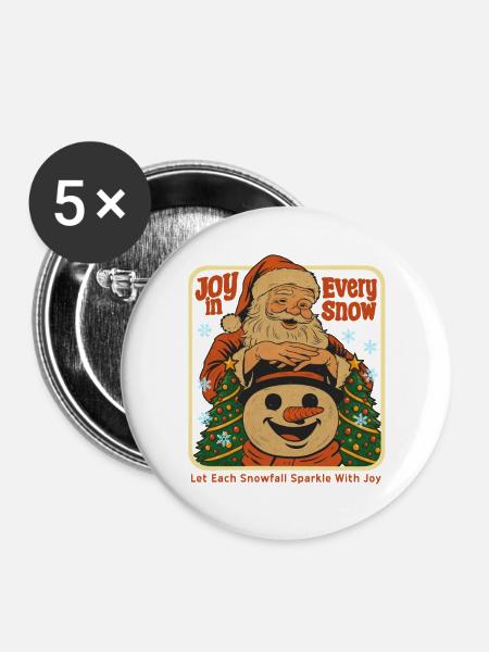 Freude in jedem Schnee - Buttons groß 56 mm (5er Pack) - Weiß